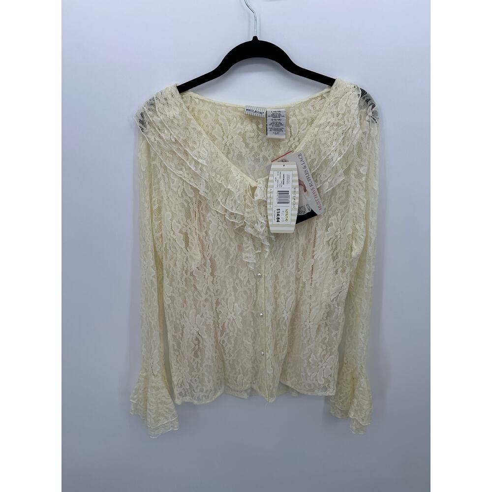 Ivory Lace Sheer Top Sz‎ L Edwardian Whimsigoth Coquette Renaissance Cosplay NWT